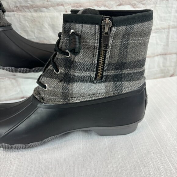 Sperry Women's 9.5 Charcoal Saltwater Wool Plaid Waterproof Duck Boots - Picture 12 of 13